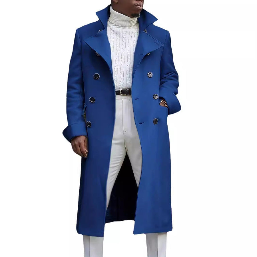 Herren eleganter Langmantel mit doppelter Knopfleiste und modernem Schnitt Aliams