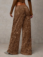 Damen extravagante Palazzohose mit Paillettenbesatz