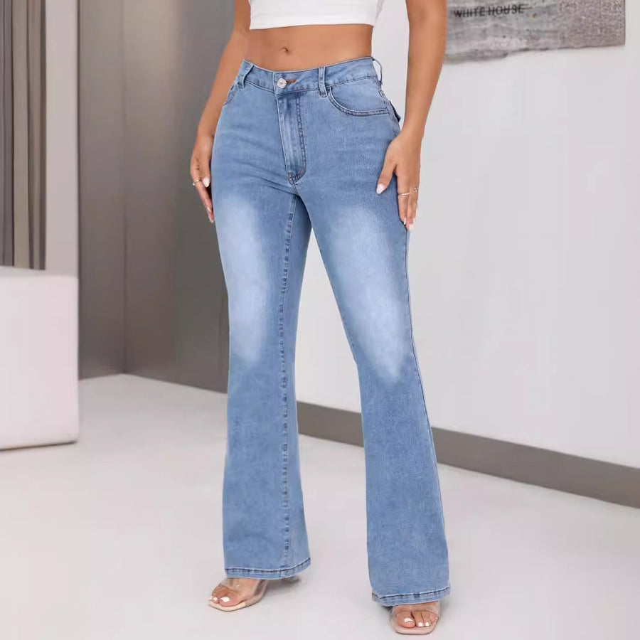 Damen Bootcut Jeans mit hohem Bund und ausgefallenem Design