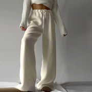 Damen kuschelige Freizeithose mit hohem Bund und seitlichen Taschen