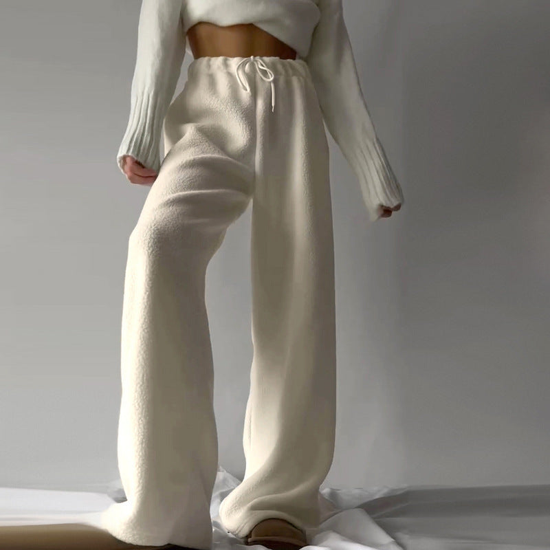 Damen kuschelige Freizeithose mit hohem Bund und seitlichen Taschen