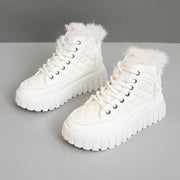 Damen High-Top Sneakers mit luxuriösem Kunstfellkragen und rutschfester Sohle
