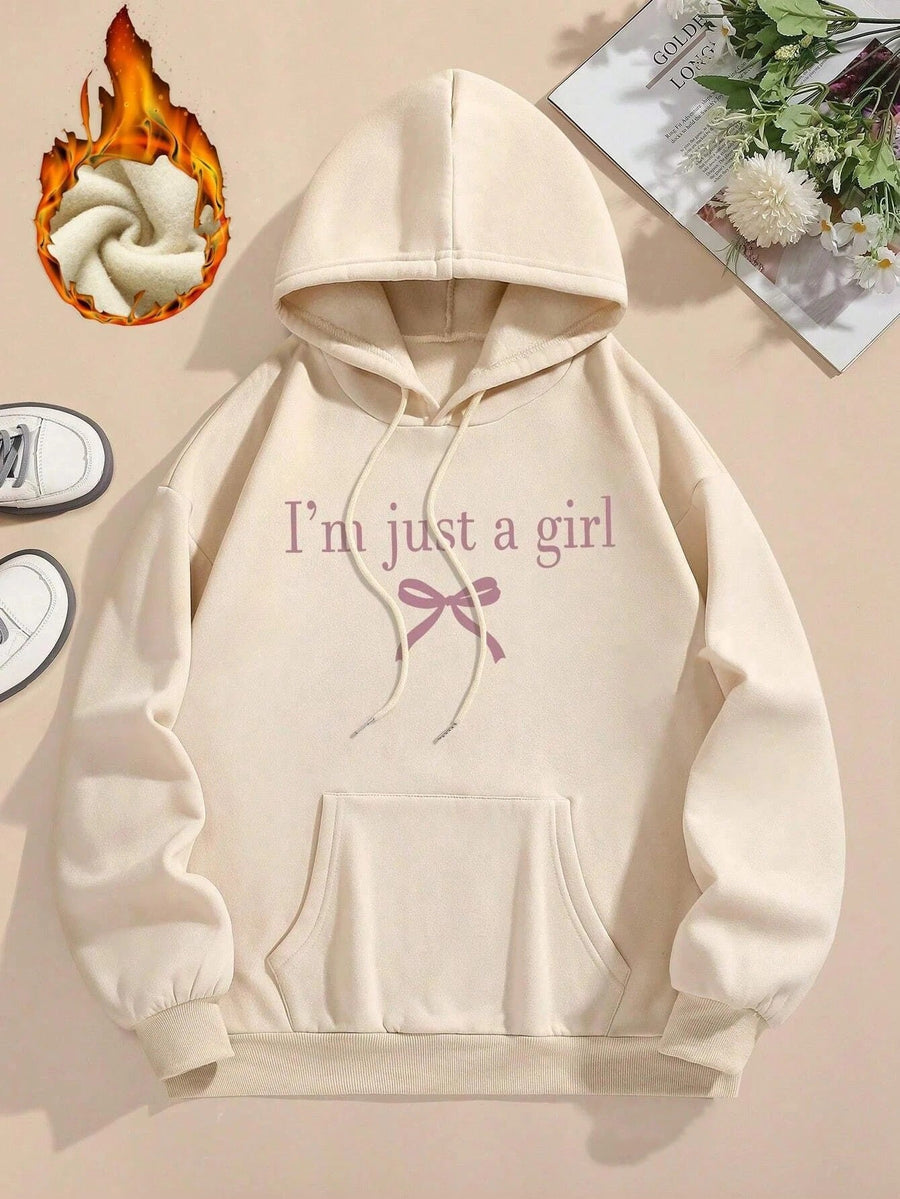 Damen Kapuzenpullover mit modernem Spruch und klassischem Schnitt