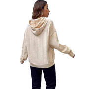 Damen Hoodie mit strukturiertem Strickdesign und bequemer Passform