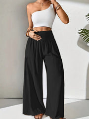 Damen weite Sommerhose mit elastischem Bund und seitlichen Eingrifftaschen