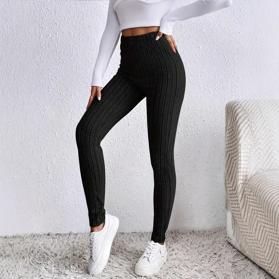 Damen Hochtaillierte Rippstrickleggings