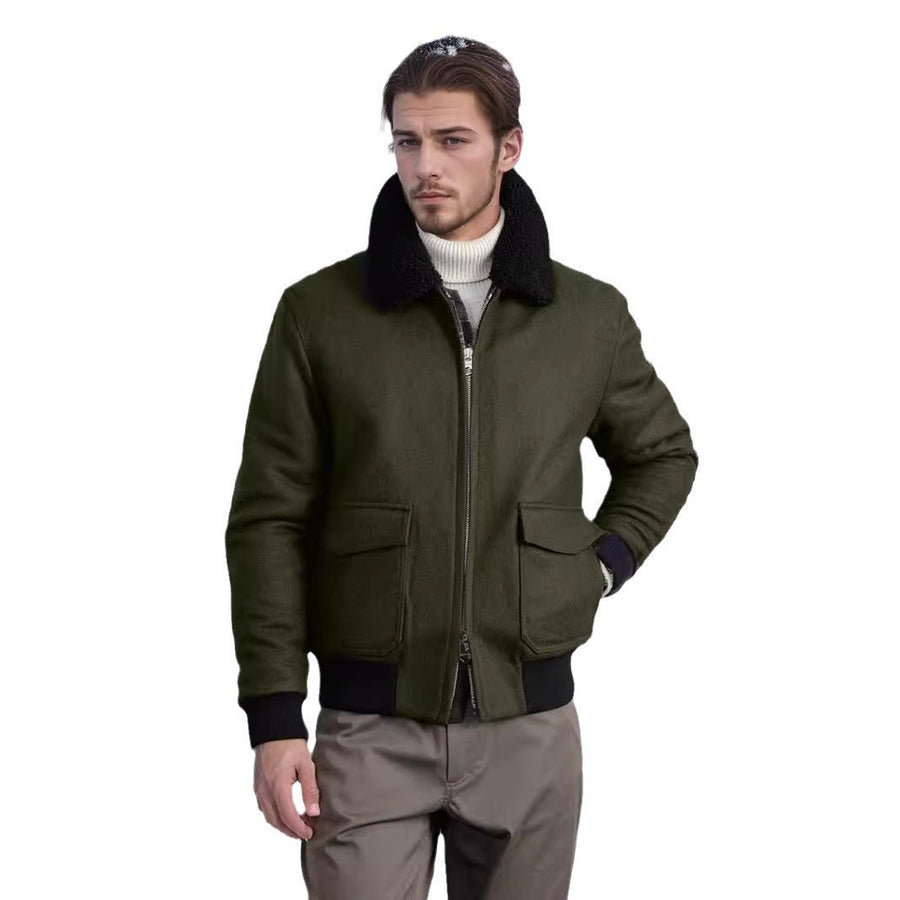Herren modische bomberjacke mit Teddyfellkragen Aliams