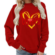 Damen Sweatshirt mit Herzmotiv und kreativen Sportgrafiken