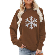Damen Sweatshirt mit funkelndem Schneeflockenmotiv und lässigem Schnitt