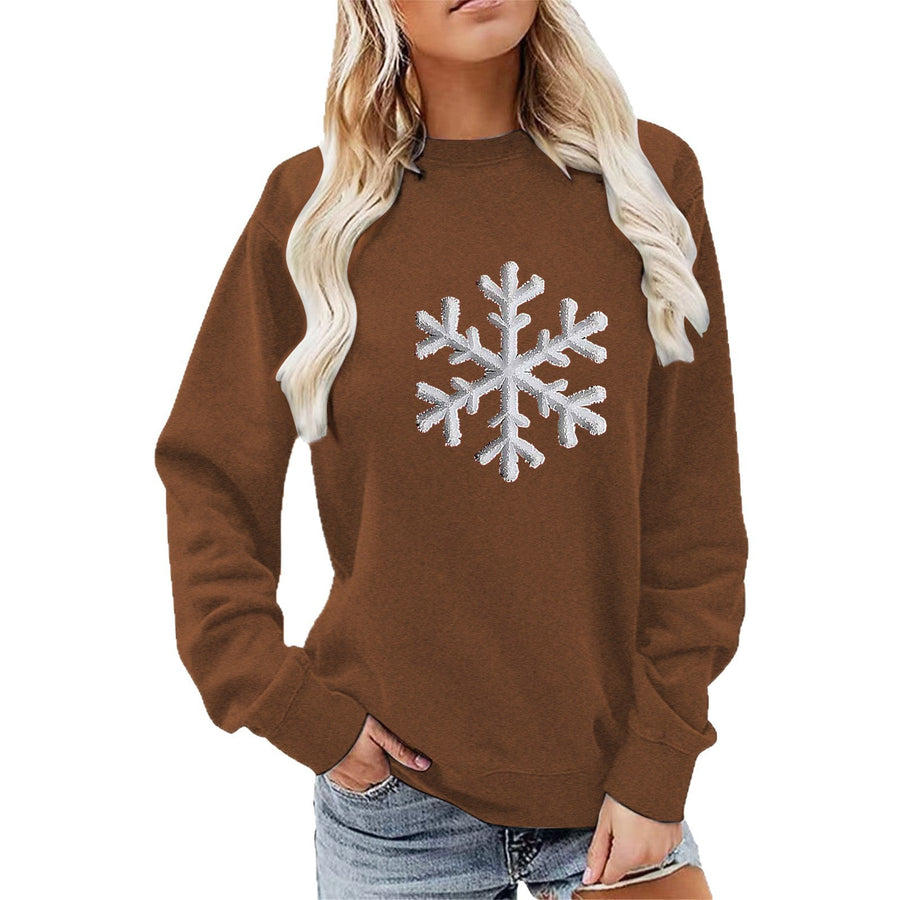 Damen Sweatshirt mit funkelndem Schneeflockenmotiv und lässigem Schnitt