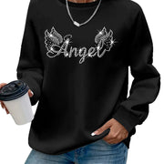 Damen Sweatshirt mit glitzerndem Aufdruck und lässigem Schnitt