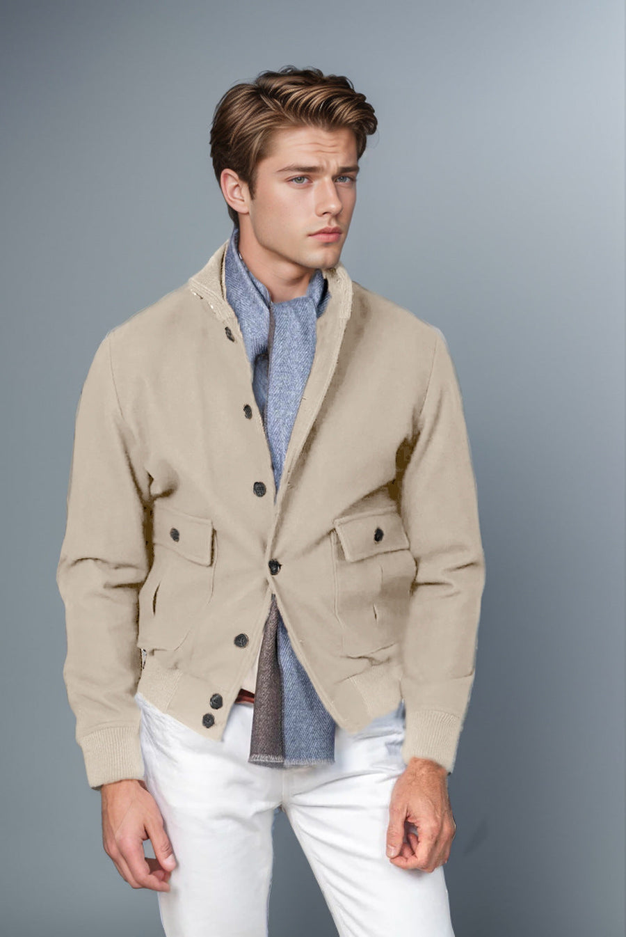 Herren modische Chino-Jacke mit praktischen Taschen Aliams