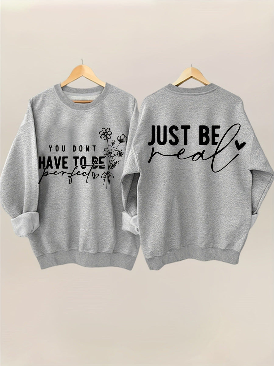 Damen lässiger Pullover mit inspirierenden Botschaften