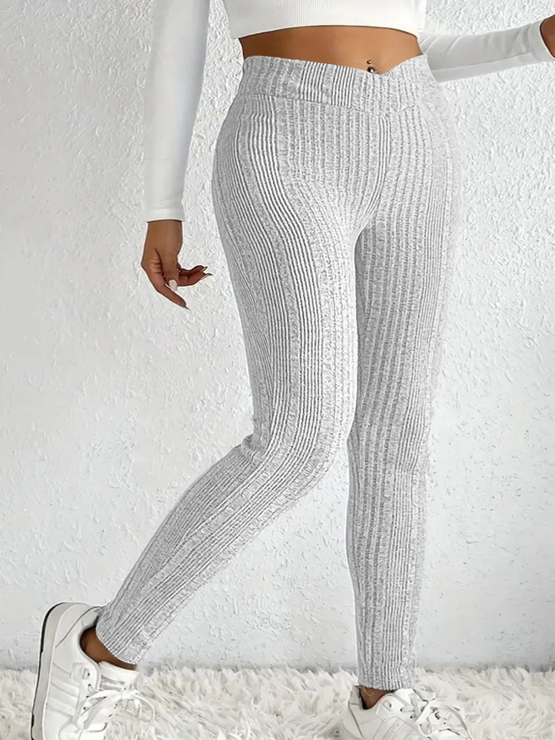 Damen figurbetonte Leggings mit stylish Streifenmuster