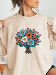 Damen Oversized Sweatshirt mit floralen Grafikdetails