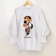 Damen Sweatshirt mit künstlerischem Bärendesign und lässigem Schnitt