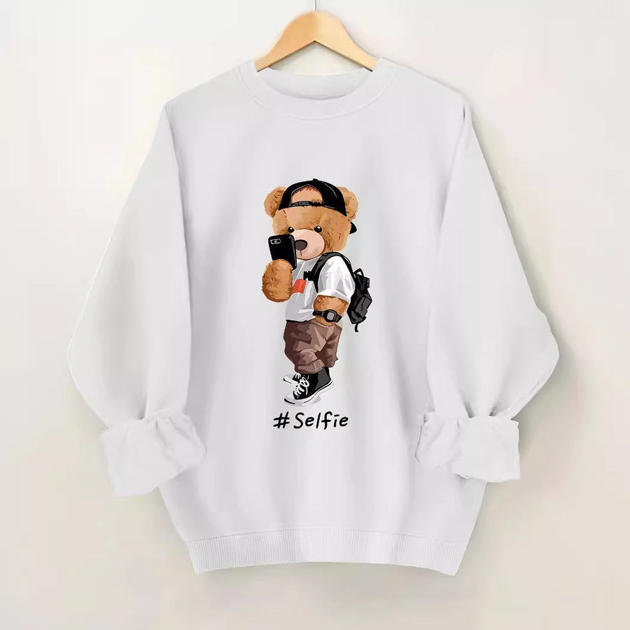 Damen Sweatshirt mit künstlerischem Bärendesign und lässigem Schnitt