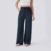 Damen weite Palazzo-Hose mit elastischem Bund und praktischen Taschen