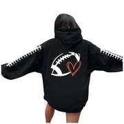 Damen Kapuzenpullover mit kreative Football-Motiv und lässigen Schnitt