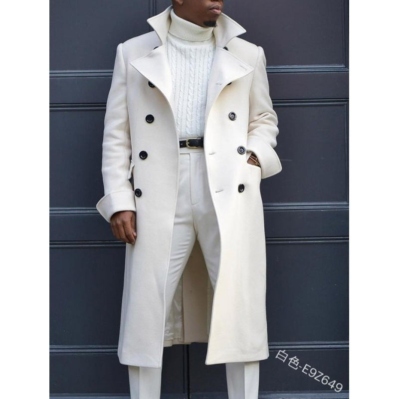 Herren eleganter Langmantel mit doppelter Knopfleiste und modernem Schnitt Aliams