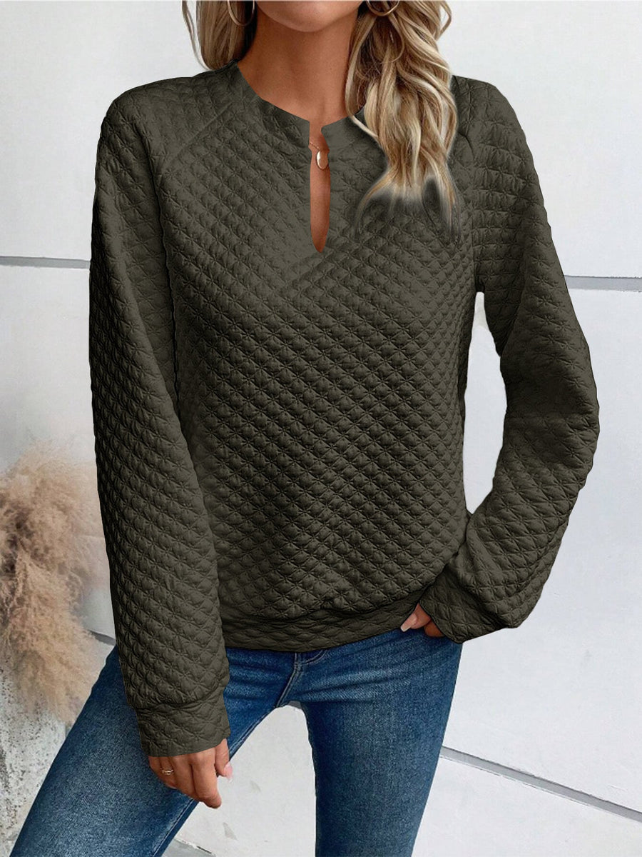 Damen Sweatshirt mit strukturiertem Steppdesign und modischem Ausschnitt