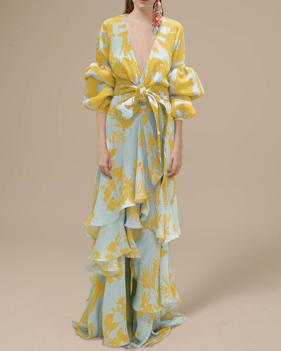 Damen Maxikleid mit Bindegürtel