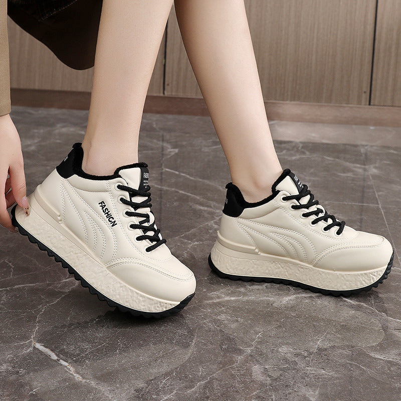 Damen Komfortable Plateau-Sneaker mit warmem Innenfutter