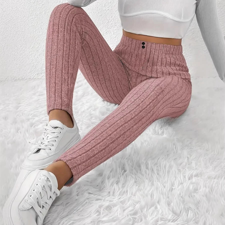 Damen Hochtaillierte Rippstrickleggings