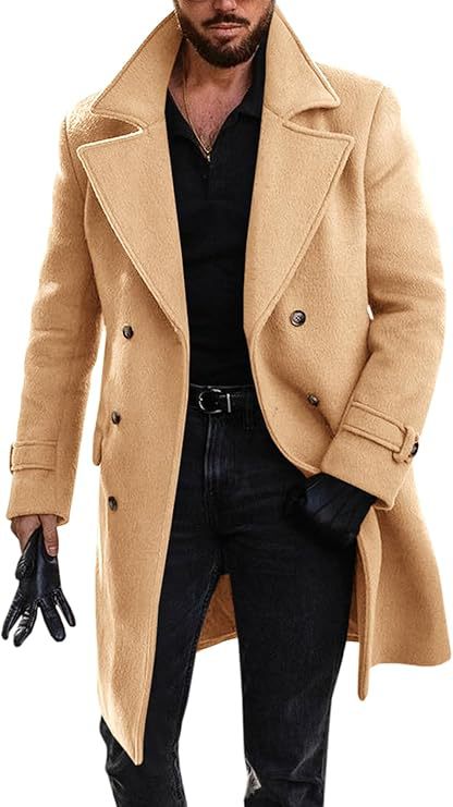 Herren eleganter Langmantel mit doppelter Knopfleiste Aliams