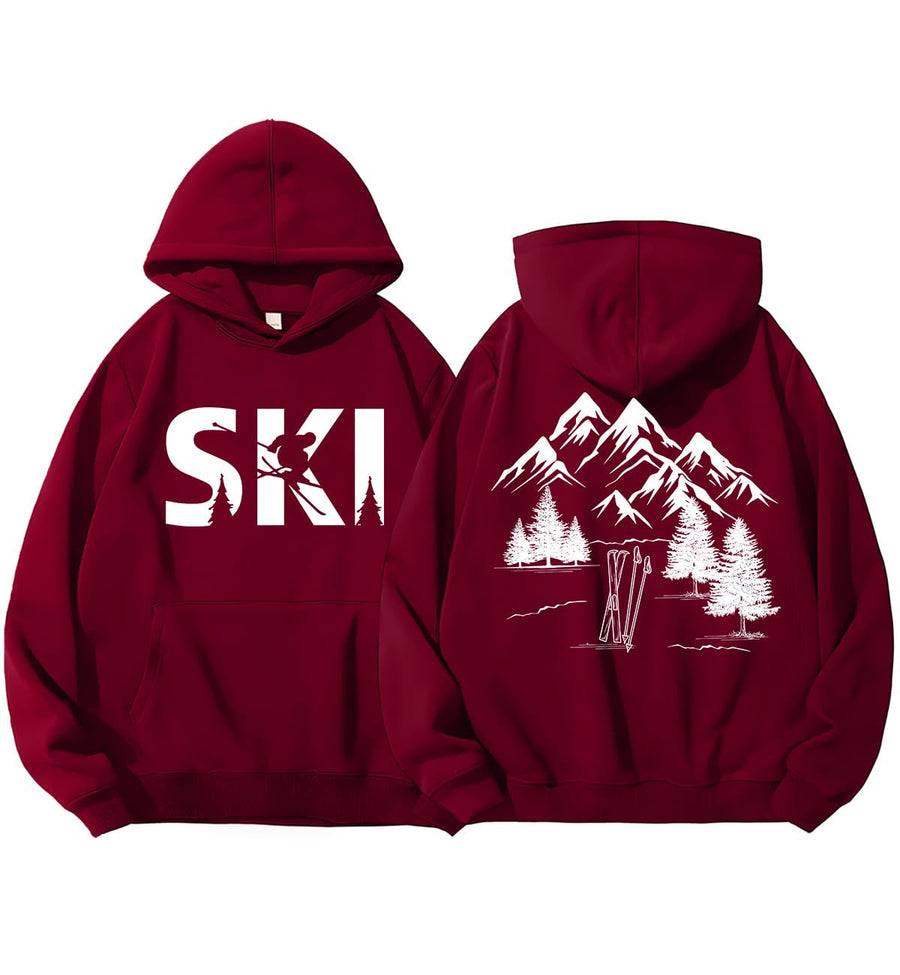 Damen Kapuzenpullover mit kunstvollem Ski-Design und gemütlicher Passform