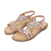 Damen Sandalen im Boho-Stil mit glitzernden Applikationen Heidi-Mode