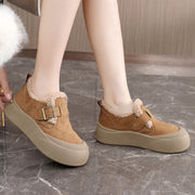 Damen bequemes Slipper mit wärmendem Innenfutter und modischem Schnallen-Design