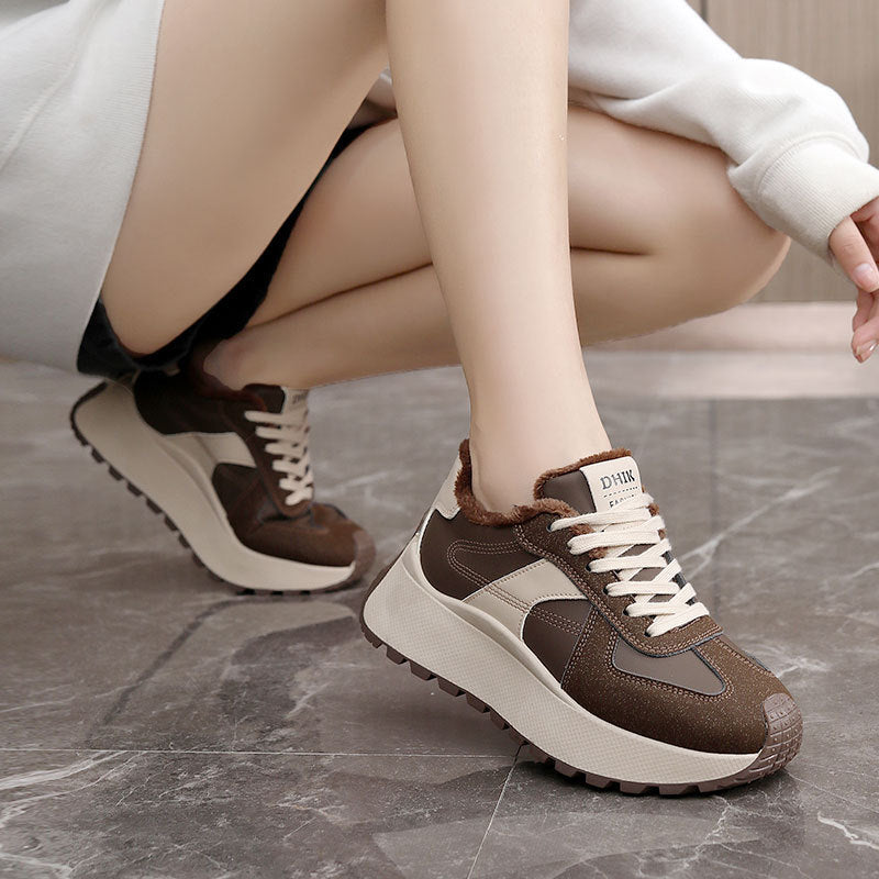 Damen Sportliche High-Top Sneakers mit warmem Fleece-Futter