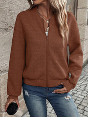 Damen modische Sweatjacke mit strukturiertem Design und Reißverschluss