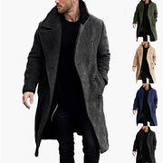 Herren eleganter Wollmantel mit klassischem Revers und doppelter Knopfleiste Aliams