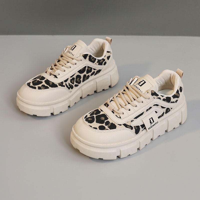 Damen Chunky Sneakers mit lässigem Leoparden-Design und komfortabler Dämpfung
