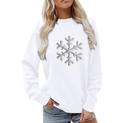 Damen Sweatshirt mit funkelndem Schneeflockenmotiv und lässigem Schnitt