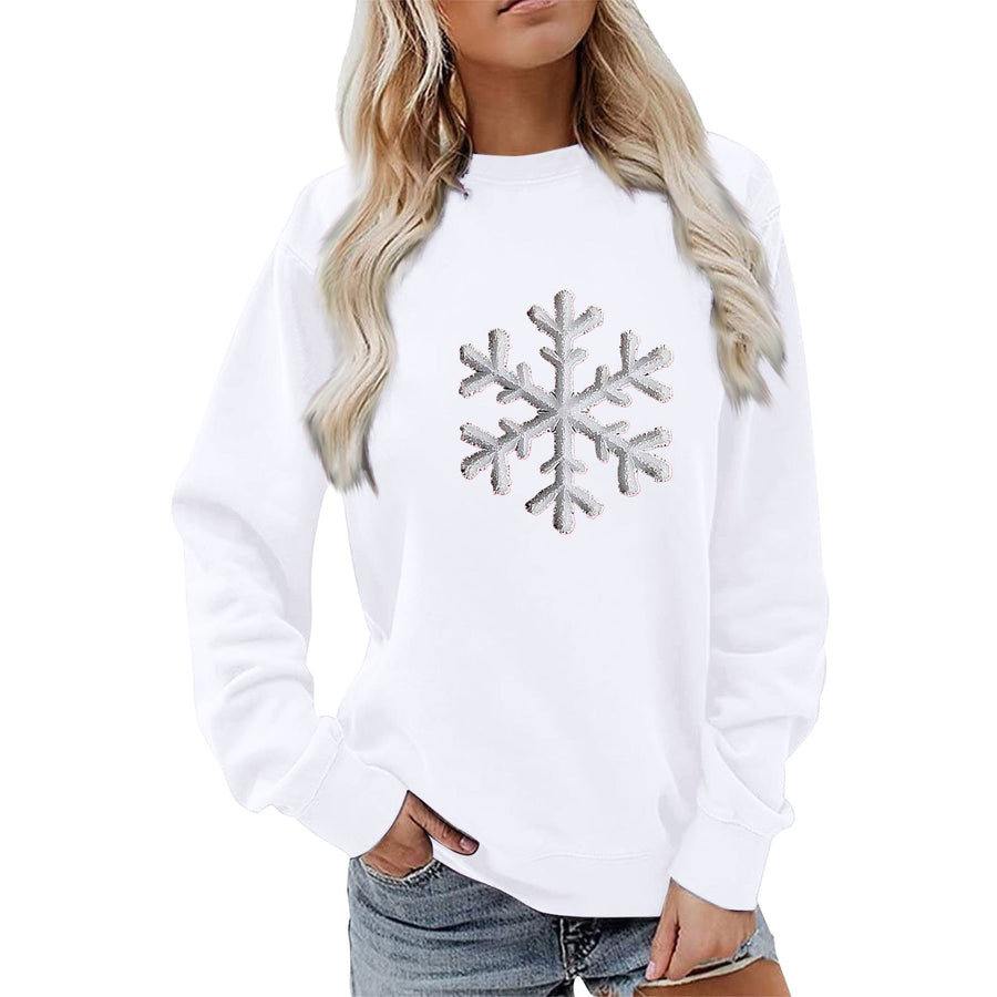 Damen Sweatshirt mit funkelndem Schneeflockenmotiv und lässigem Schnitt