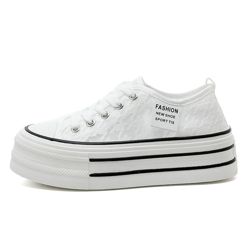 Damen modische Plateau-Sneaker mit strapazierfähigem Obermaterial und dämpfender Laufsohle