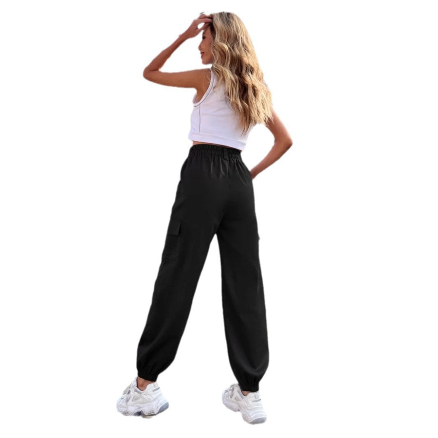 Damen elegante Cargo-Hose mit elastischem Bund und praktischen Seitentaschen