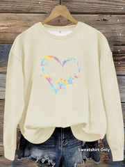 Damen Sweatshirt mit floralem Herzdesign und bequemer Passform