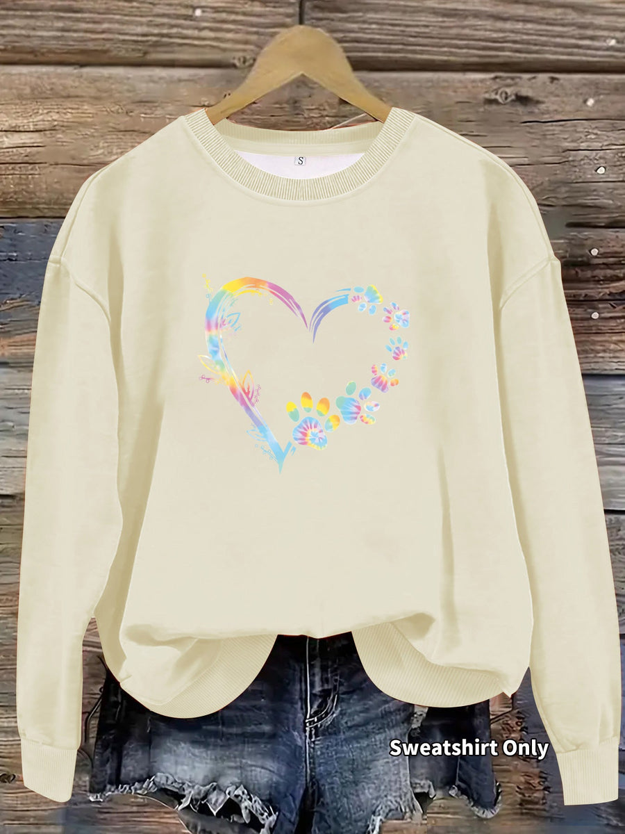 Damen Sweatshirt mit floralem Herzdesign und bequemer Passform