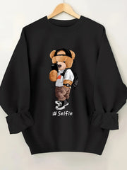 Damen Sweatshirt mit künstlerischem Bärendesign und lässigem Schnitt