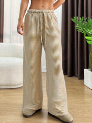 Damen lässige hohe Bundhose mit gestreiftem Design