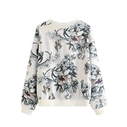 Damen Sweatshirt mit floralem Druck und relaxed Fit