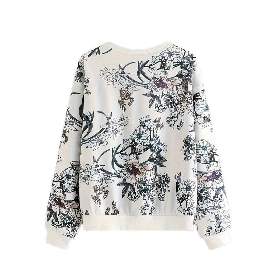 Damen Sweatshirt mit floralem Druck und relaxed Fit