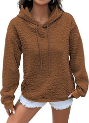 Damen Kapuzenpullover mit floralen Prägungen und großzügiger Passform