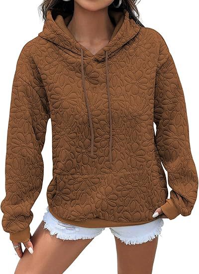 Damen Kapuzenpullover mit floralen Prägungen und großzügiger Passform