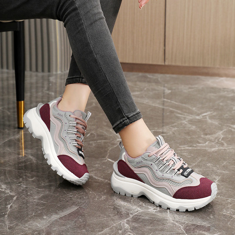 Damen trendige Chunky Sneakers mit atmungsaktivem Mesh und stabiler Sohle