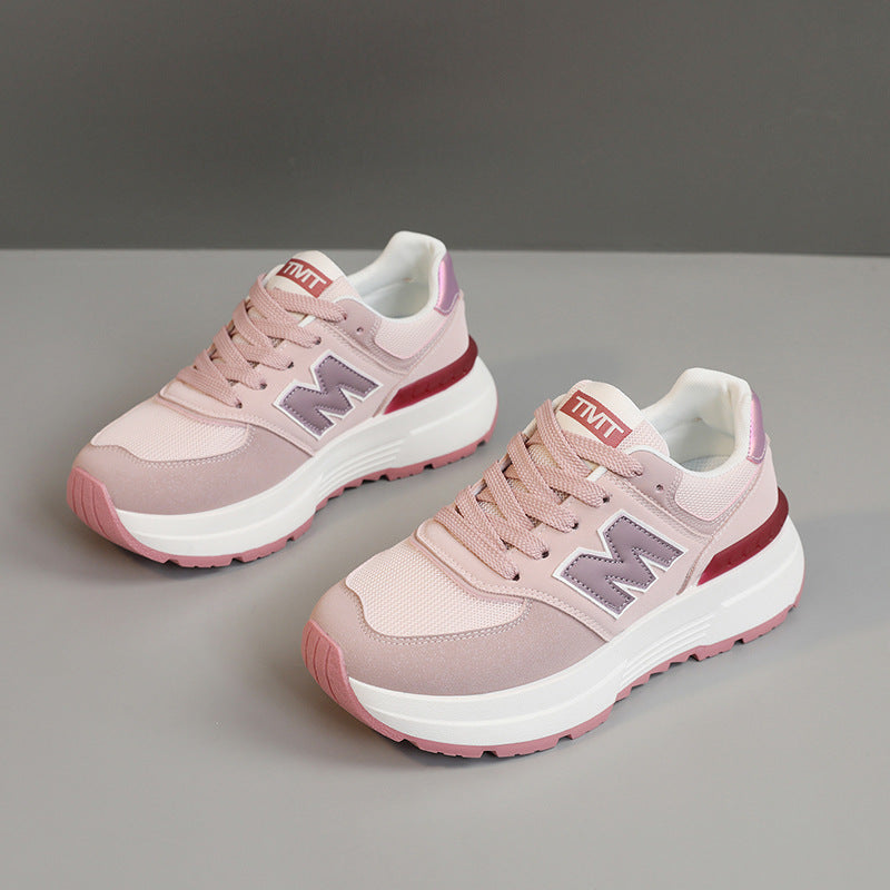 Damen Komfortable und modische Sneaker mit dicker Laufsohle